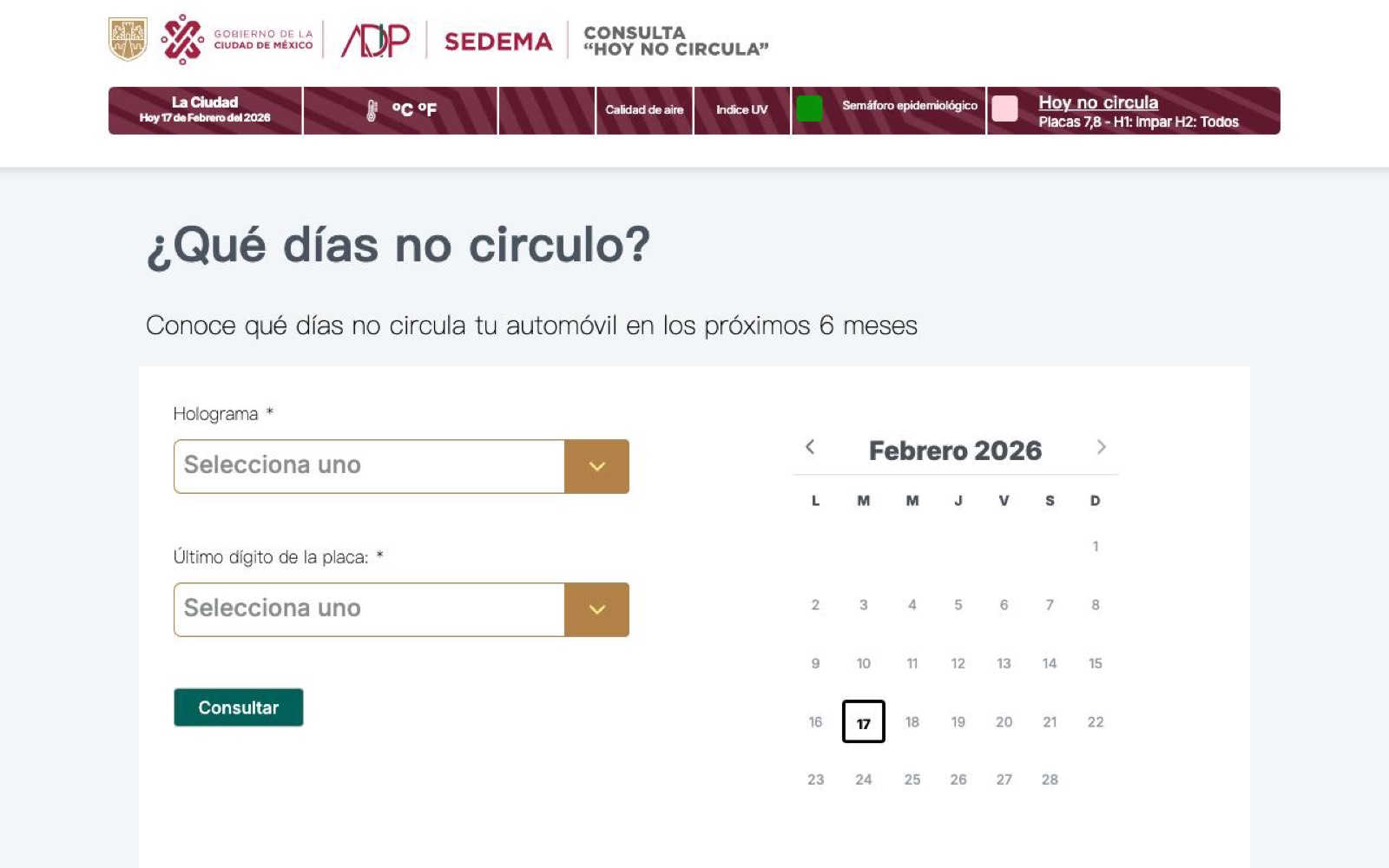 Hoy No Circula限行查询网站