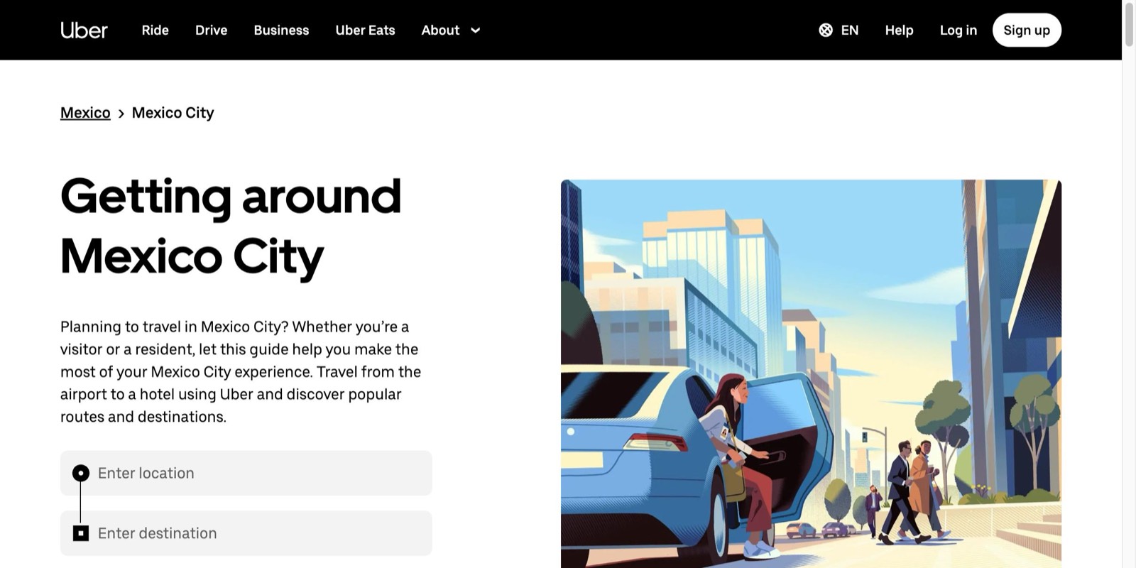 Uber墨西哥城页面