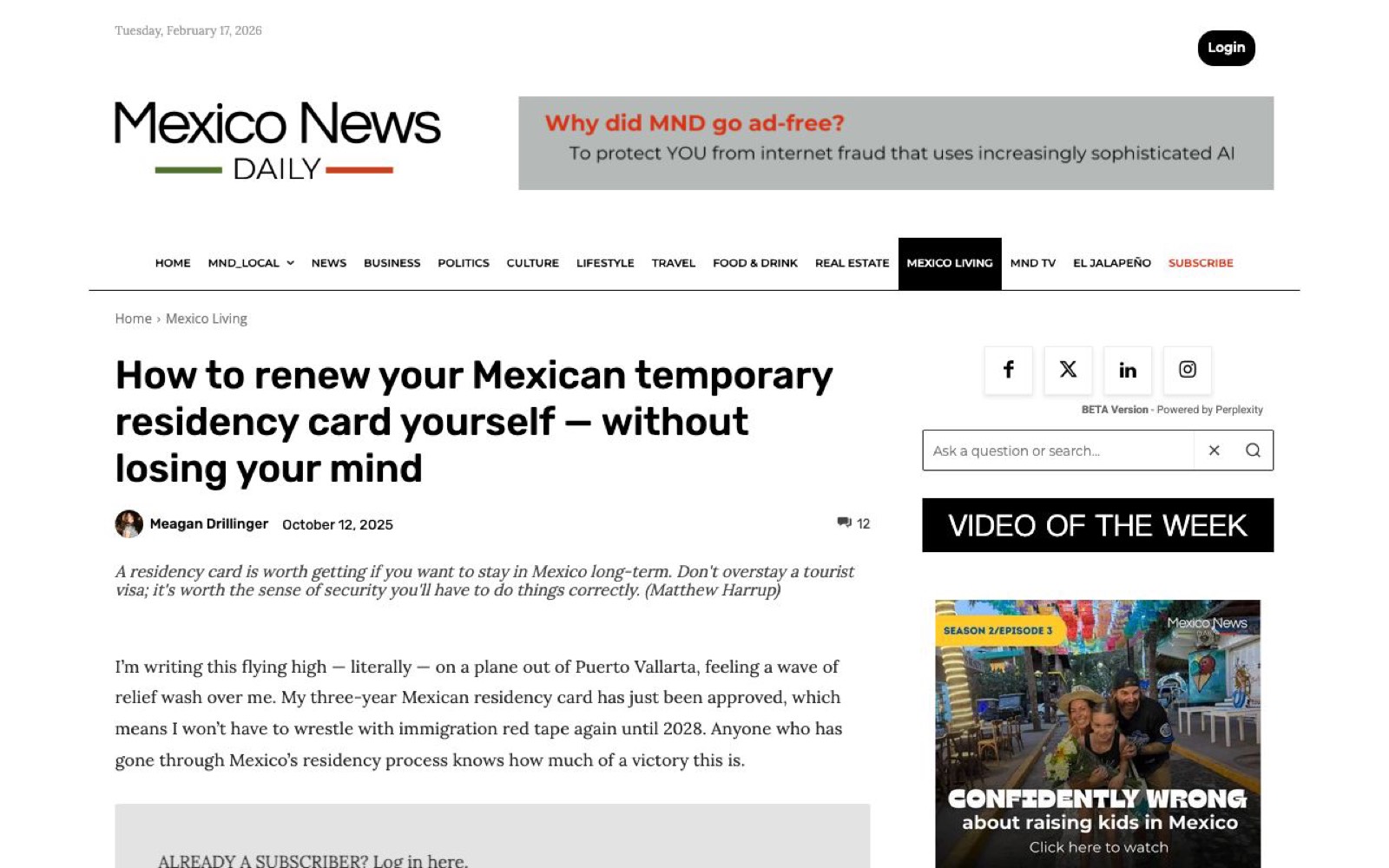 Mexico News Daily续签经验