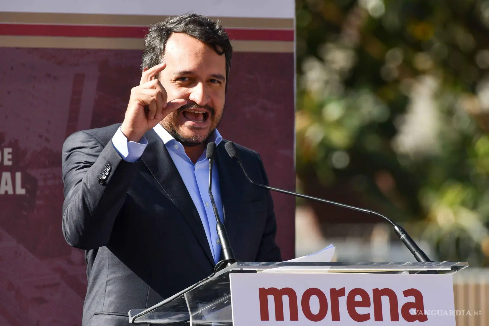 $!Andrés Manuel López Beltrán, ex secretario general de organización de Morena, en el cierre de la gira nacional de asambleas informativas el 07 de diciembre de 2024.