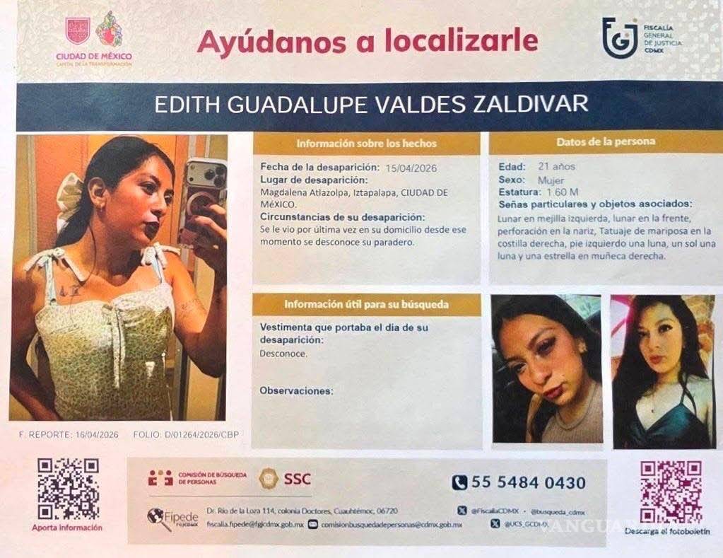 $!Hallan sin vida a Edith Guadalupe, joven desaparecida tras acudir a cita de trabajo en CDMX