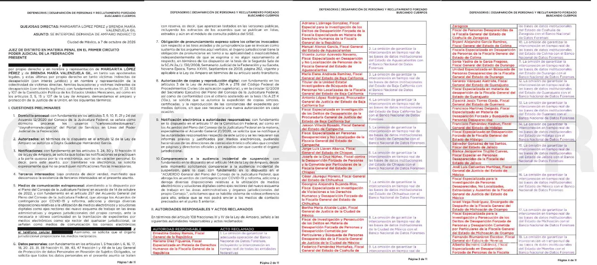 $!Madres buscadoras demandan a Ernestina Godoy, a la FGR y fiscales por fallas en el Banco de Datos Forenses