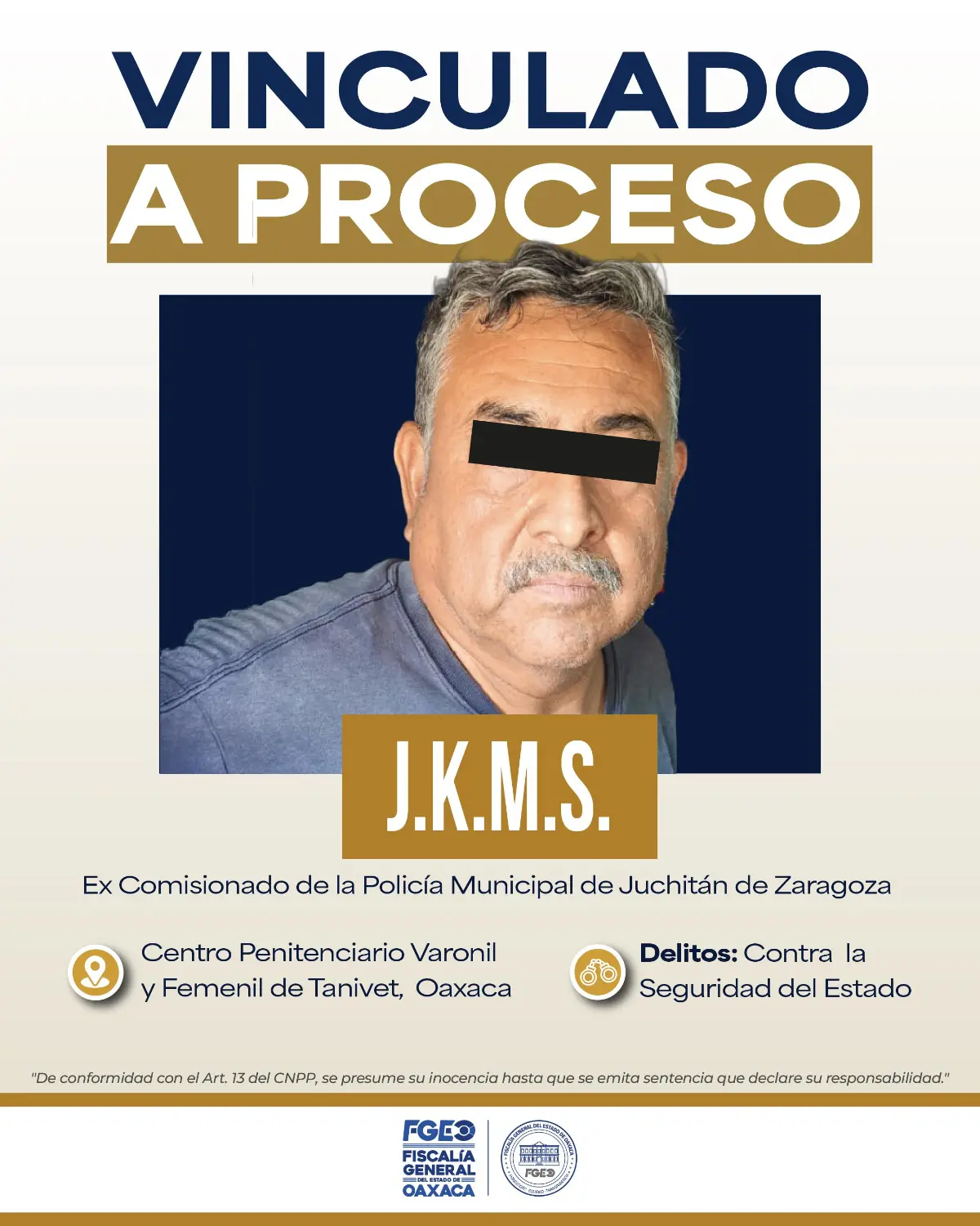$!Vinculan a proceso a excomisionado de Policía de Juchitán ligado a ‘Los Cromos’